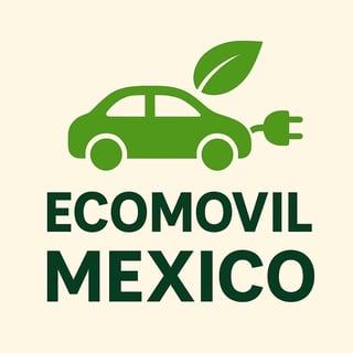 ECOMOVIL MEXICO - Green electric car icon with leaf and charging plug