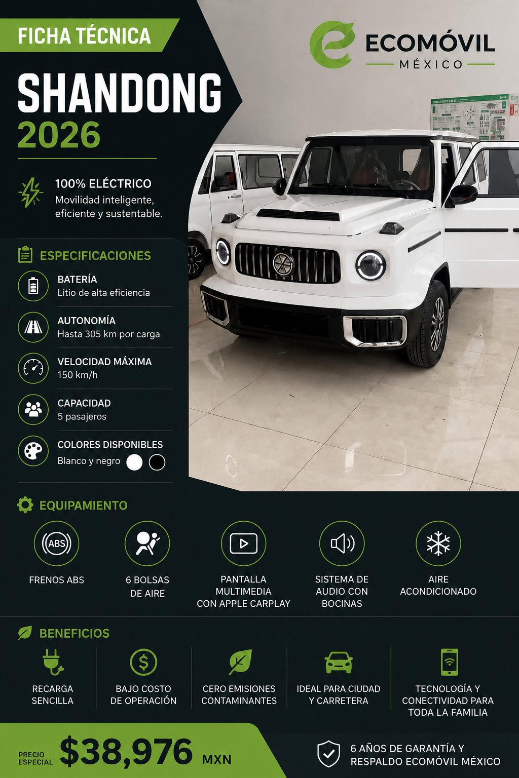 Ficha técnica New Shandong EV 2026
