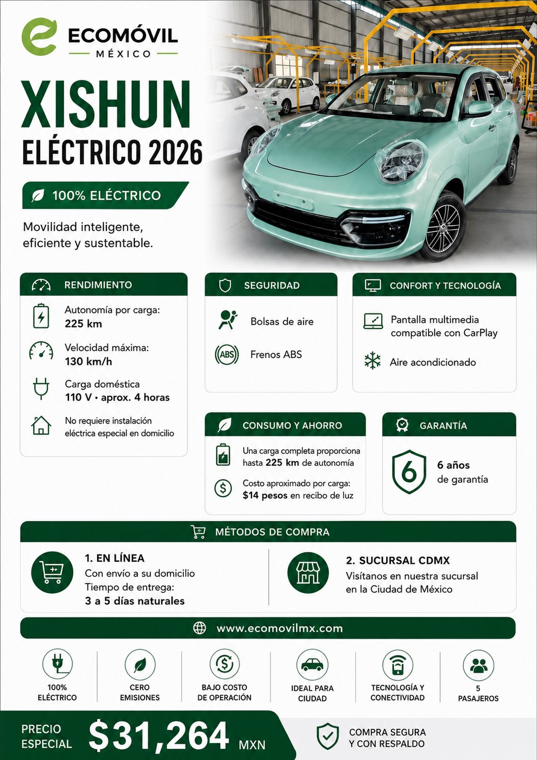 Ficha técnica Xishun Eléctrico 2026